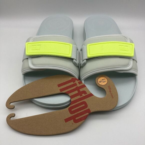 NWT FitFlop Iqushion Light Grey/Yellow Women’s Sandals SZ 9 - Picture 2 of 11